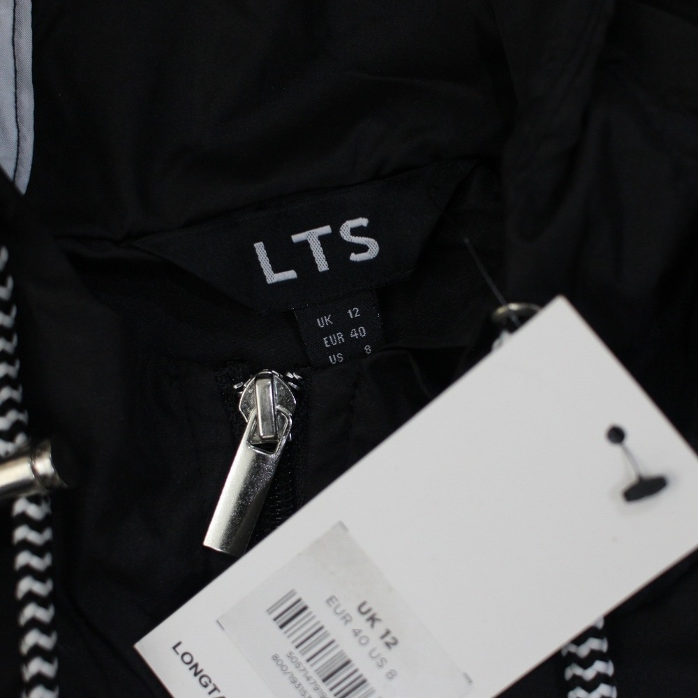Long Tall Sally Black Hooded Rain Jacket Cinch Waist NWT US 8Tall - Picture 5 of 7